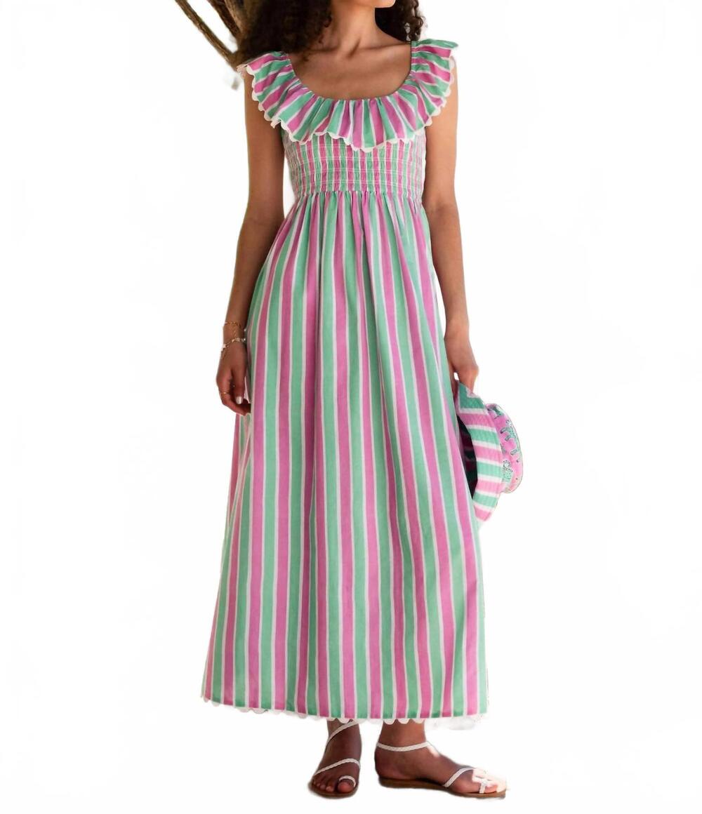 NEW PINK CITY PRINTS susie midi dress in mint stripe